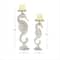 Silver Aluminum Coastal Seahorse Candle Holder Set